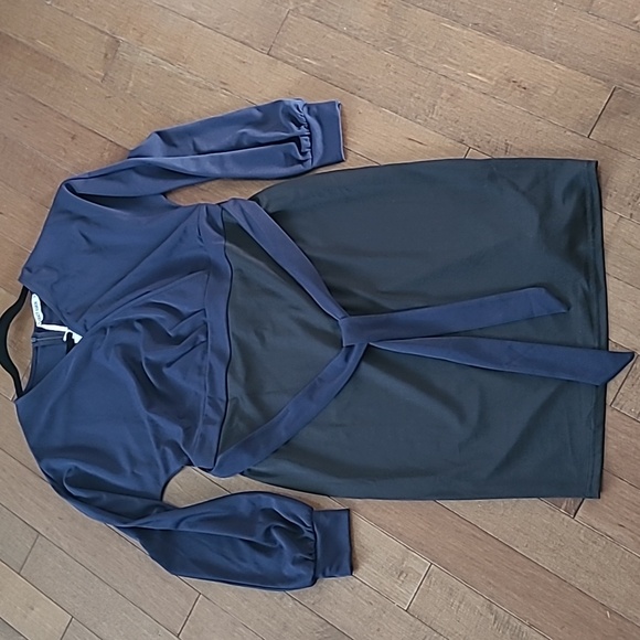 NWT 🆕️ Grace Karin Womens Wrap Slim Fit Navy Blue and Black with Long Sleeve XL - Picture 7 of 8